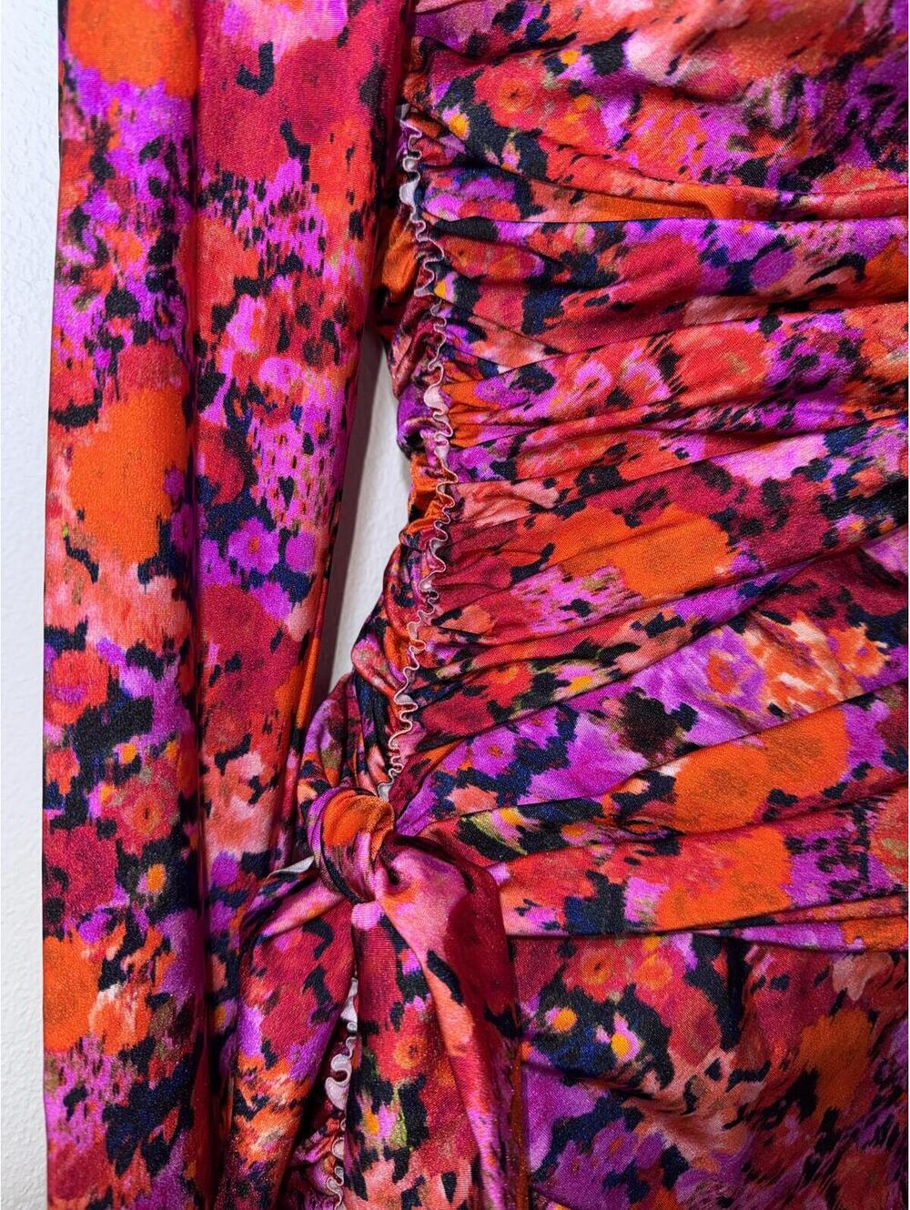 $990 NWT Philosophy Di Lorenzo Serafini Floral Ruched Mini Dress Medium 6 42 - Picture 5 of 9